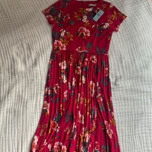 NWT Loft floral Midi Pleated Dress